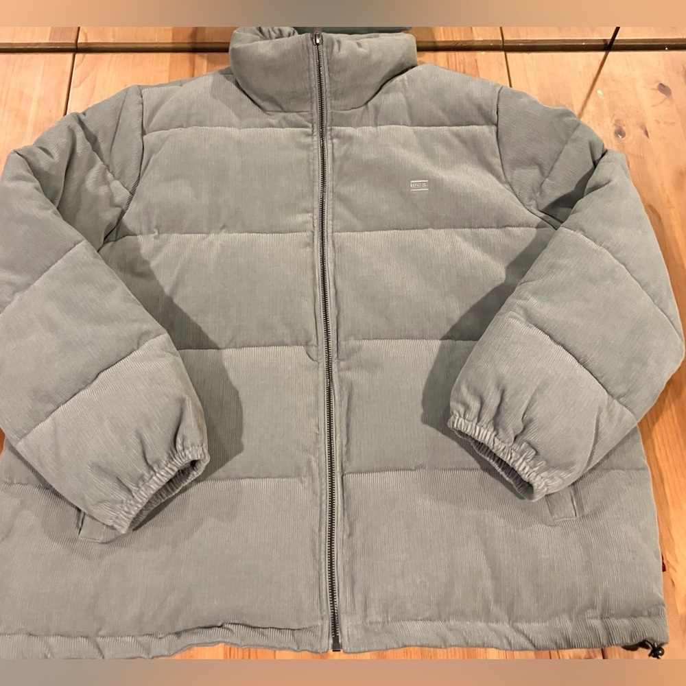NWOT Levi Strauss Women’s Quilted Corduroy Minty Green Puffer Jacket Size XXL